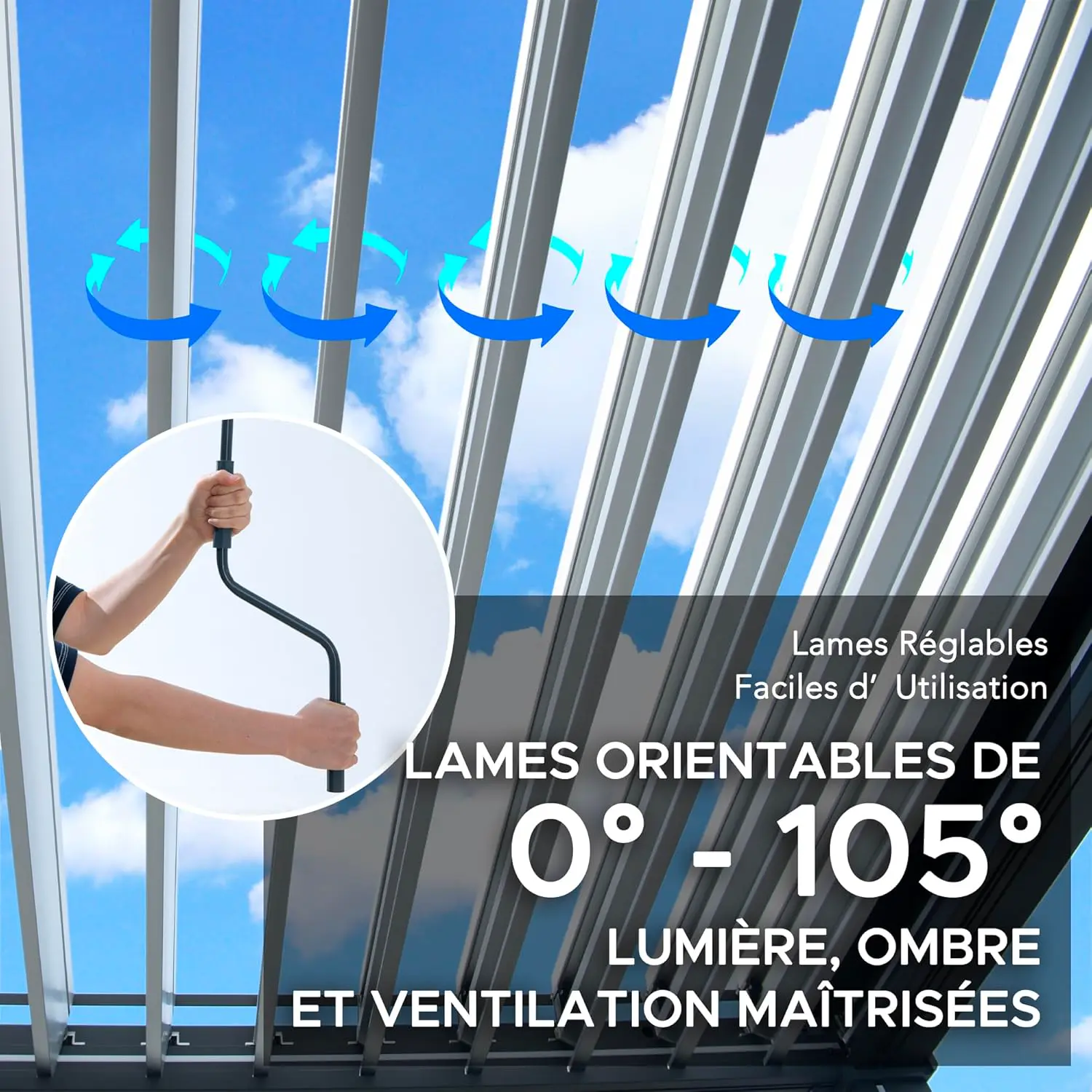 Pergola en aluminium anthracite 9 m² vue 3