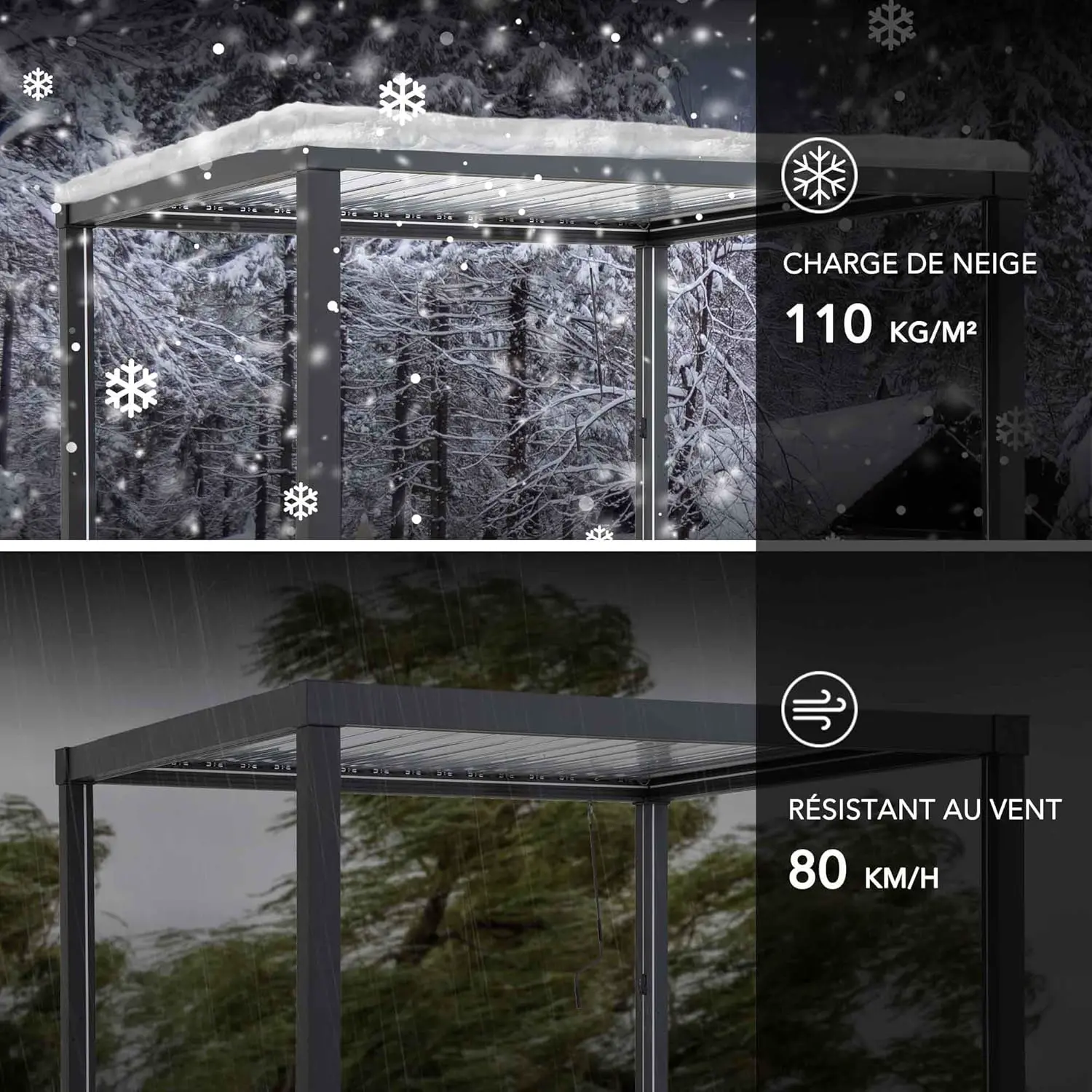 Pergola en aluminium anthracite 9 m² vue 7