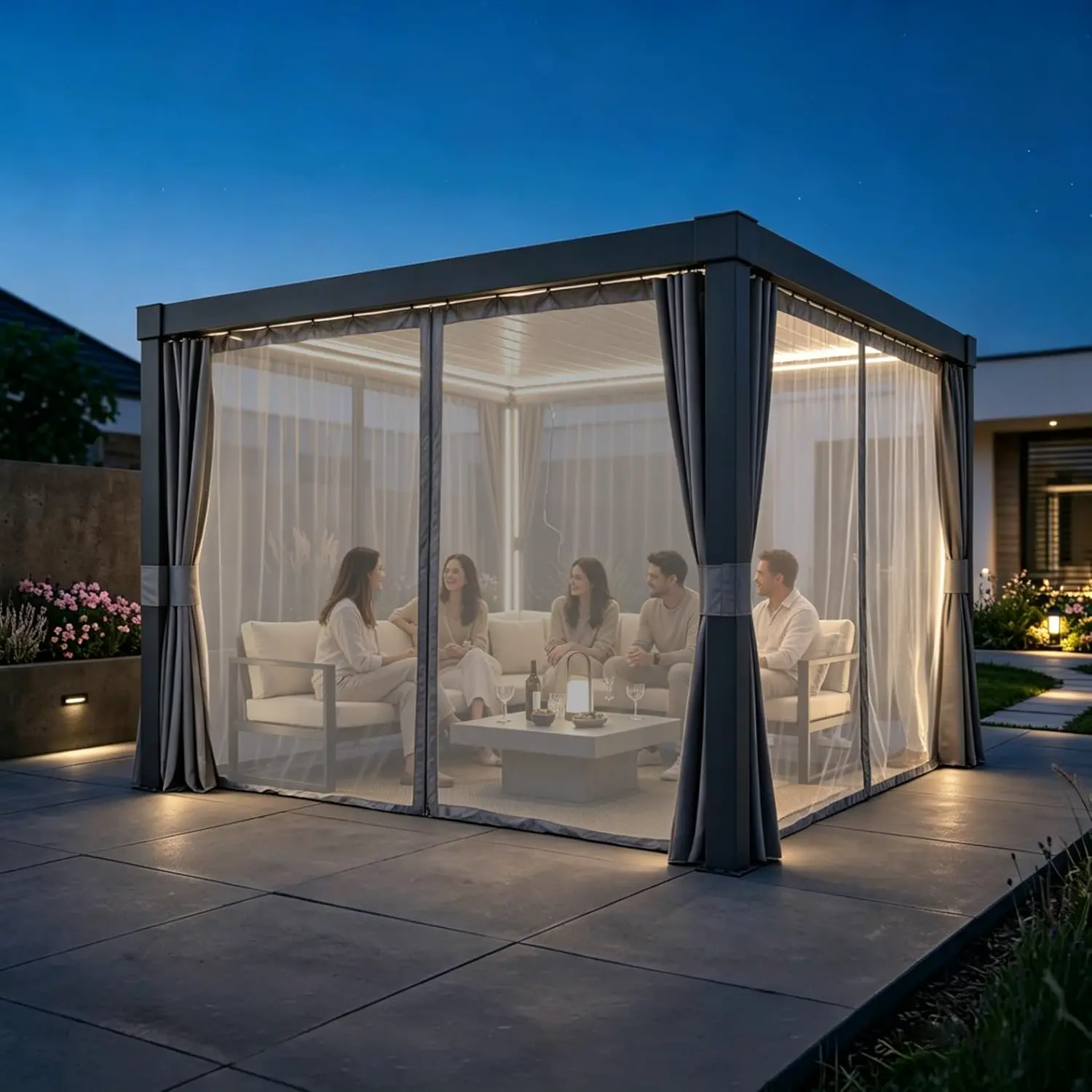 Pergola en aluminium anthracite 9 m² vue 8