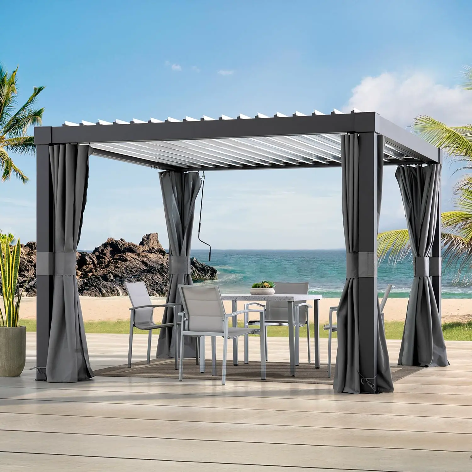 Pergola en aluminium anthracite 9 m² vue 9