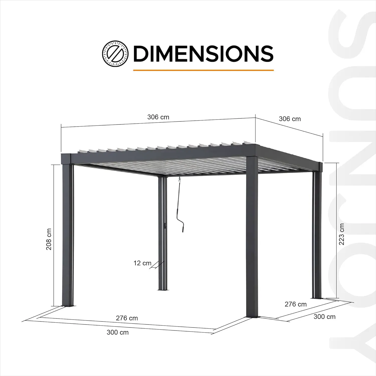 Pergola en aluminium anthracite 9 m² vue 11