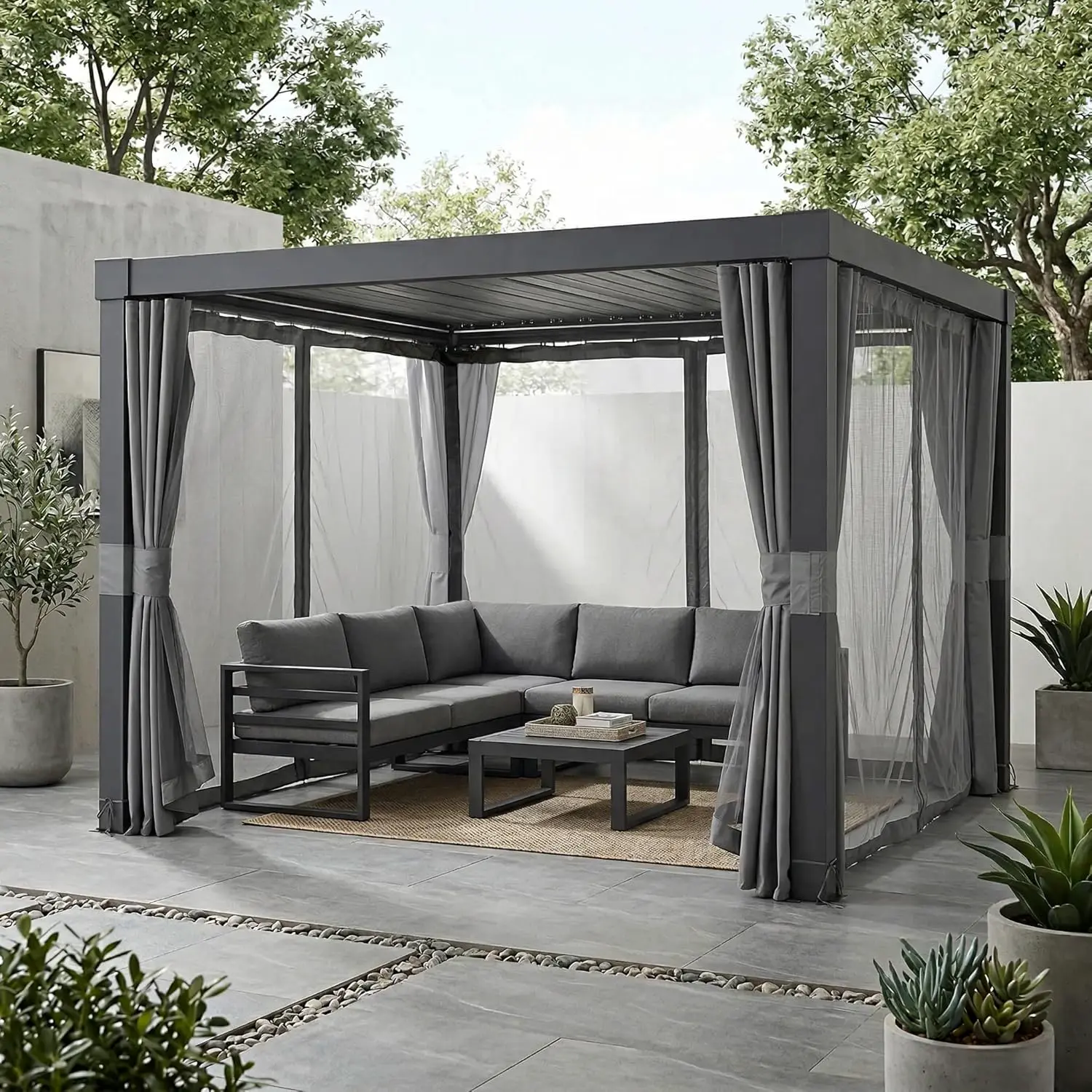 Pergola en aluminium anthracite 9 m² vue 14