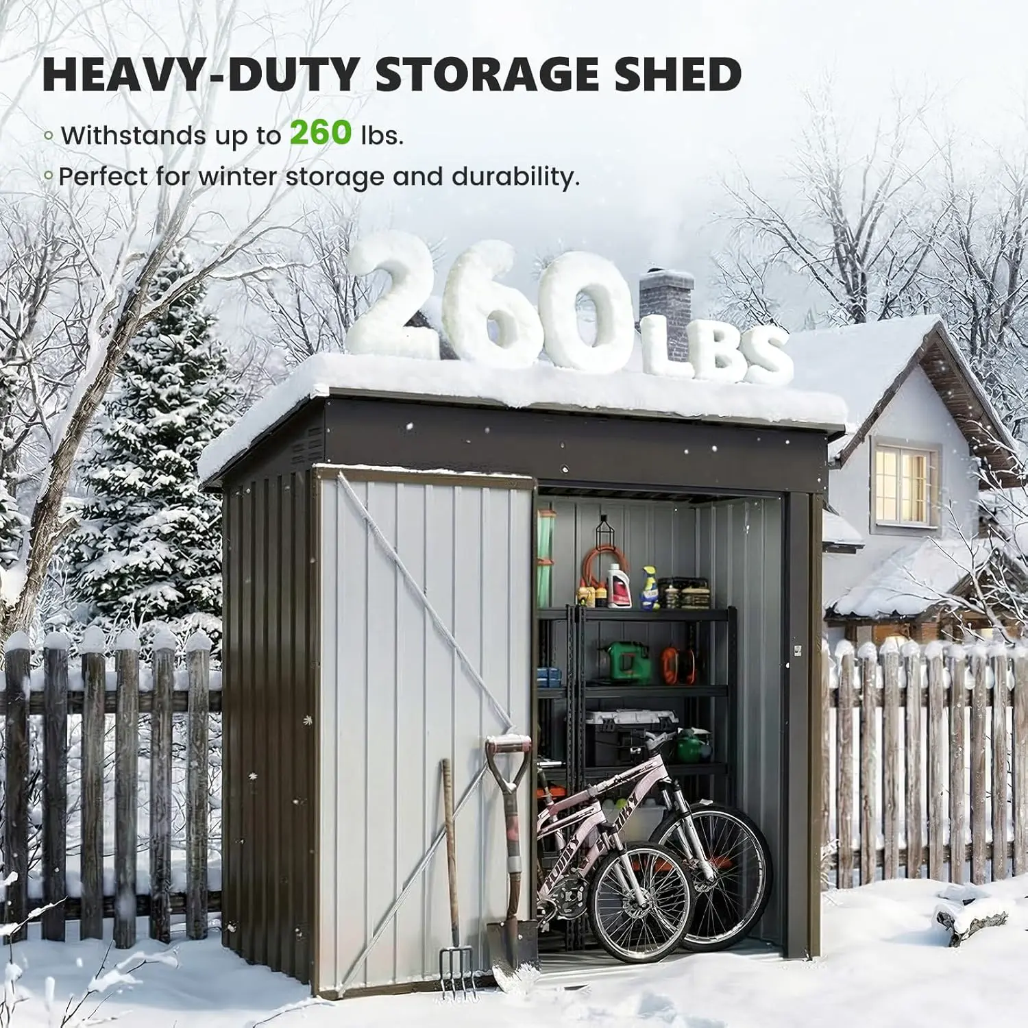 Abri de jardin en métal en métal marron 101x181 cm vue 6