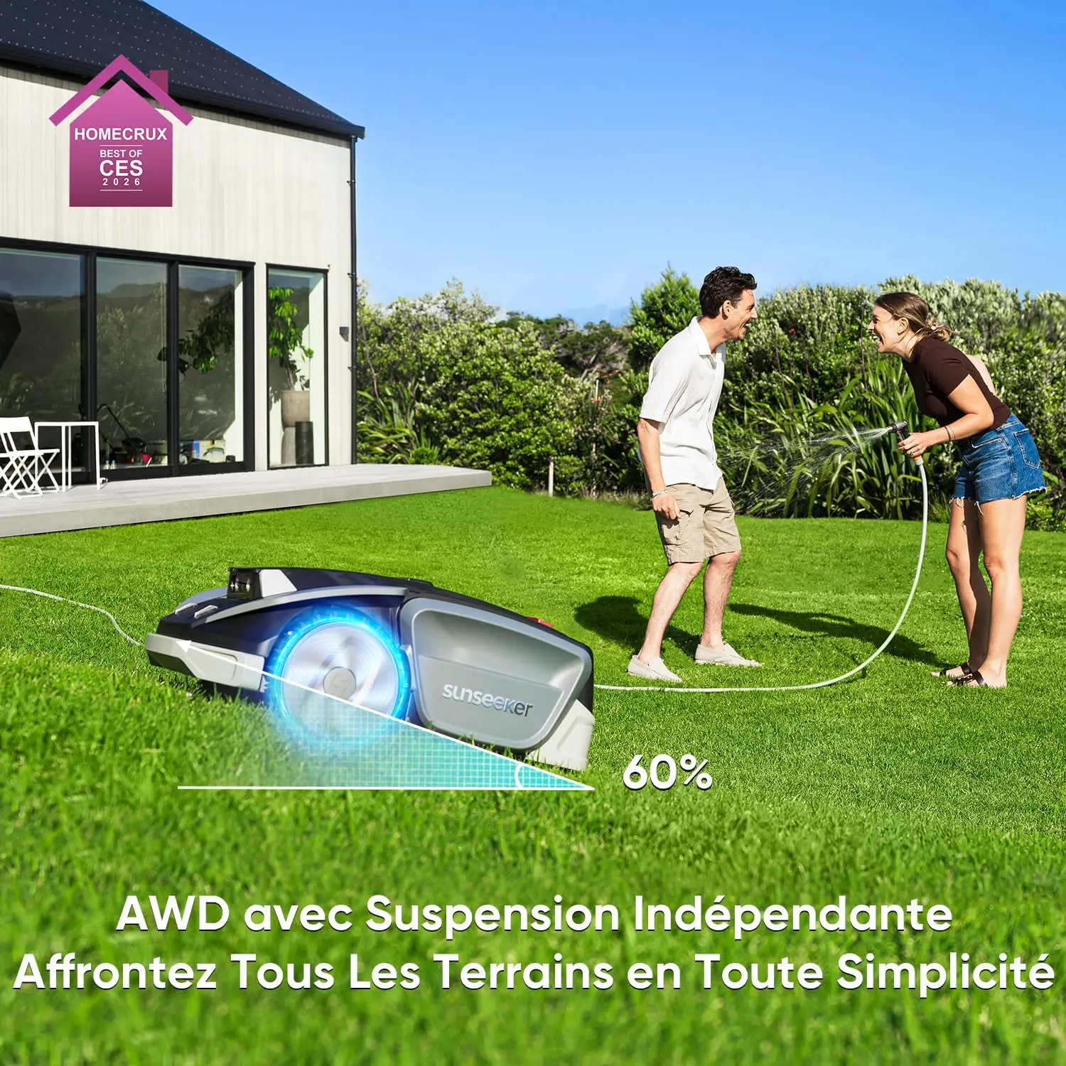 Robot tondeuse gris 1600 m² vue 3