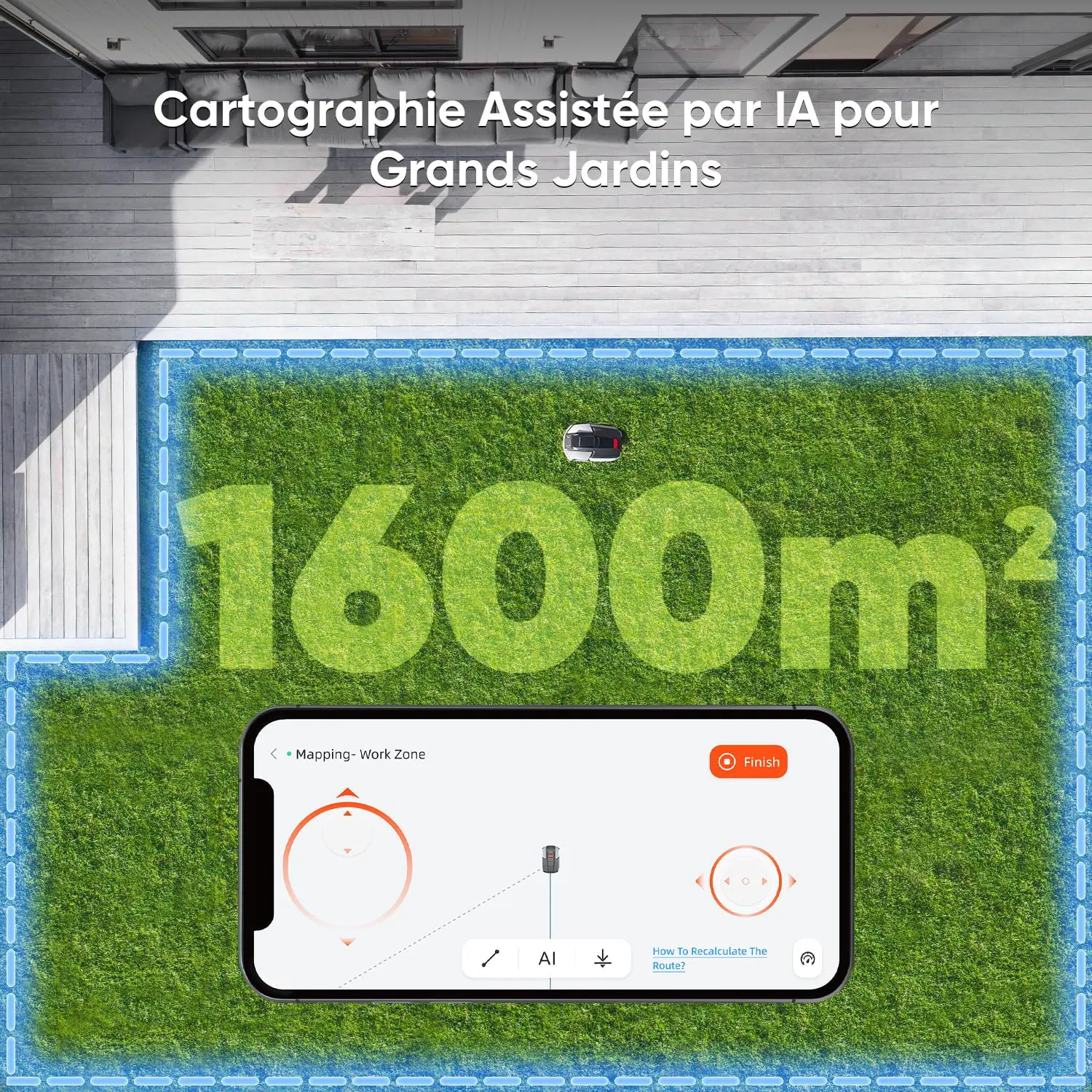 Robot tondeuse gris 1600 m² vue 4