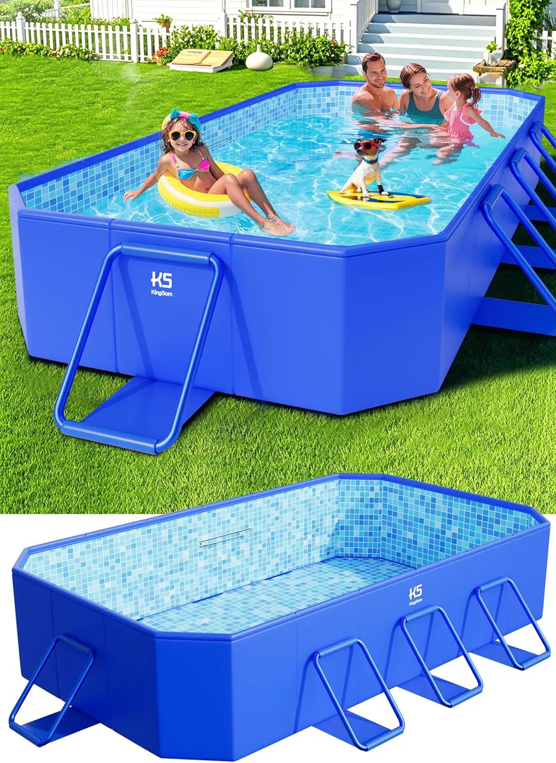 KingSom Piscine Tubulaire rectangulaire,Piscine hors Sol