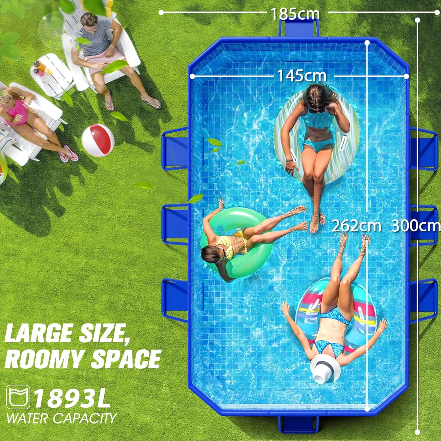 Piscine hors sol en aluminium 185 × 51 cm vue 2