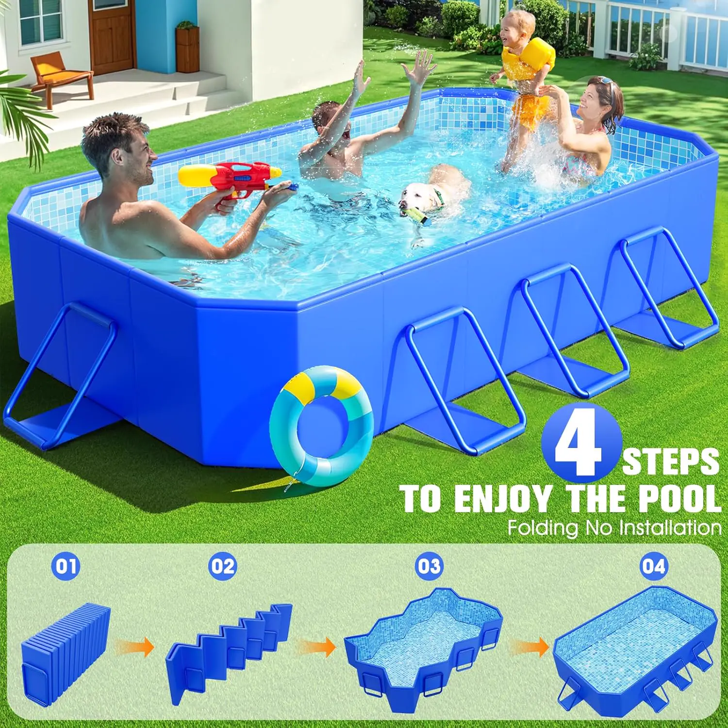 Piscine hors sol en aluminium 185 × 51 cm vue 3