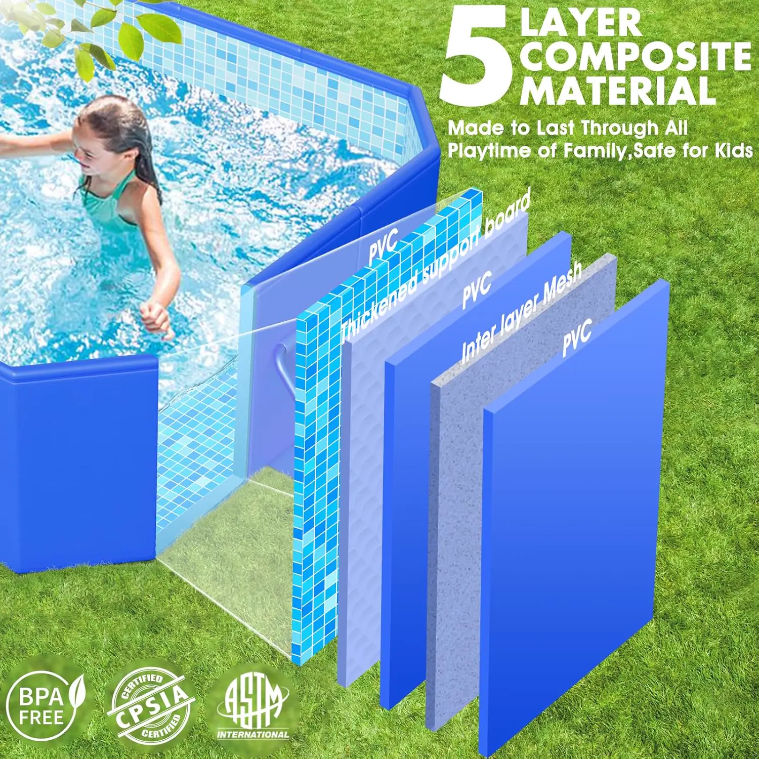 Piscine hors sol en aluminium 185 × 51 cm vue 4