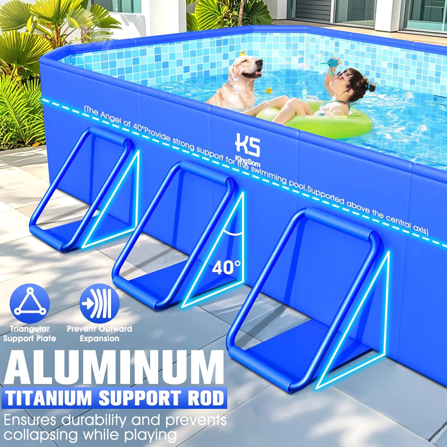 Piscine hors sol en aluminium 185 × 51 cm vue 5