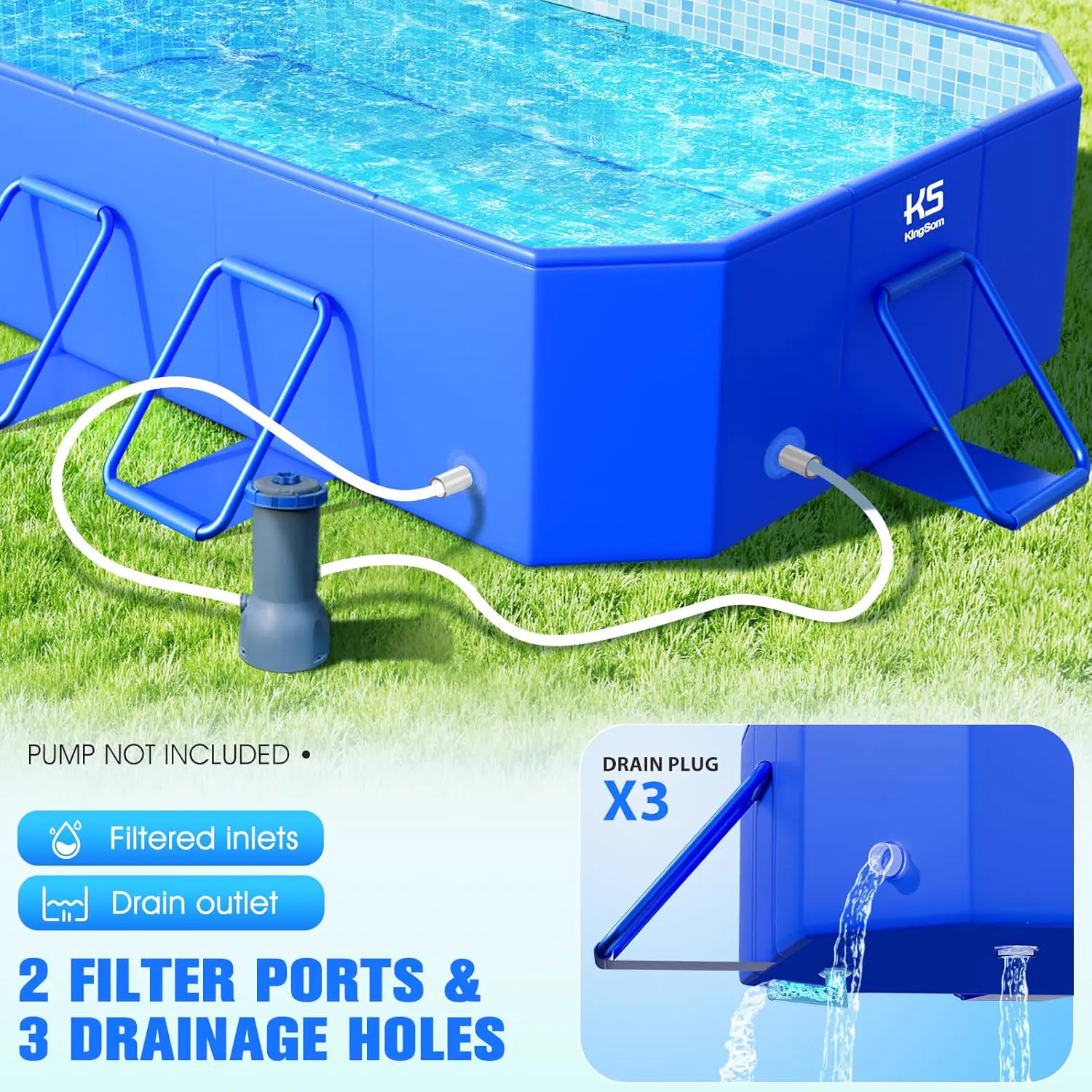 Piscine hors sol en aluminium 185 × 51 cm vue 6