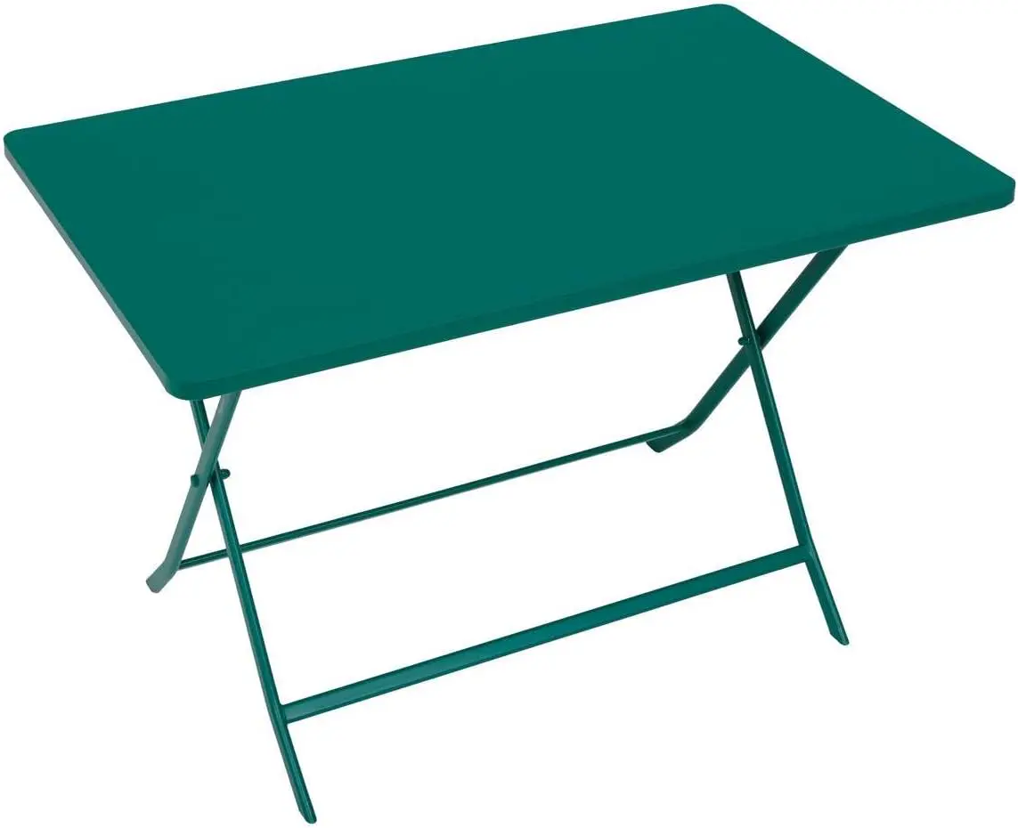 Table de jardin 4 places en acier vert 70 x 70 vue 3