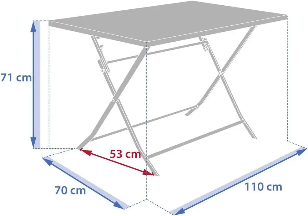 Table de jardin 4 places en acier 70 x 70 vue 3