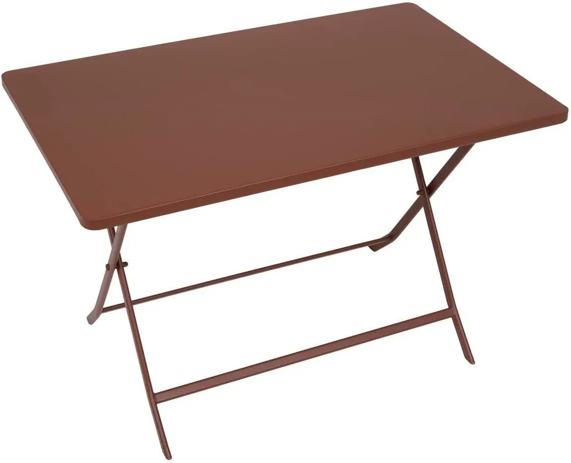 Table de jardin 4 places en acier marron 110x70cm vue 2