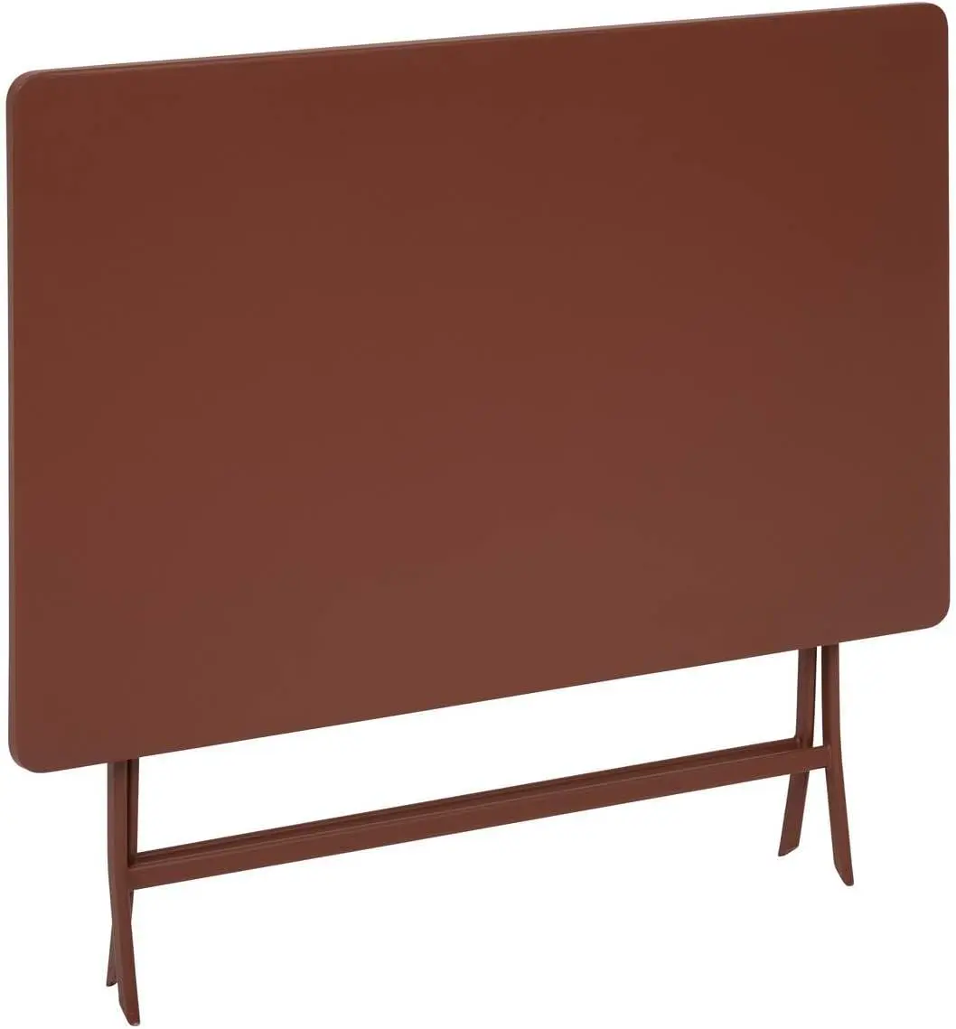 Table de jardin 4 places en acier marron 110x70cm vue 3