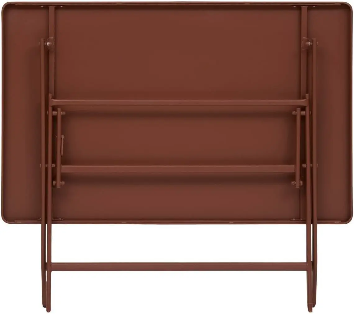 Table de jardin 4 places en acier marron 110x70cm vue 5