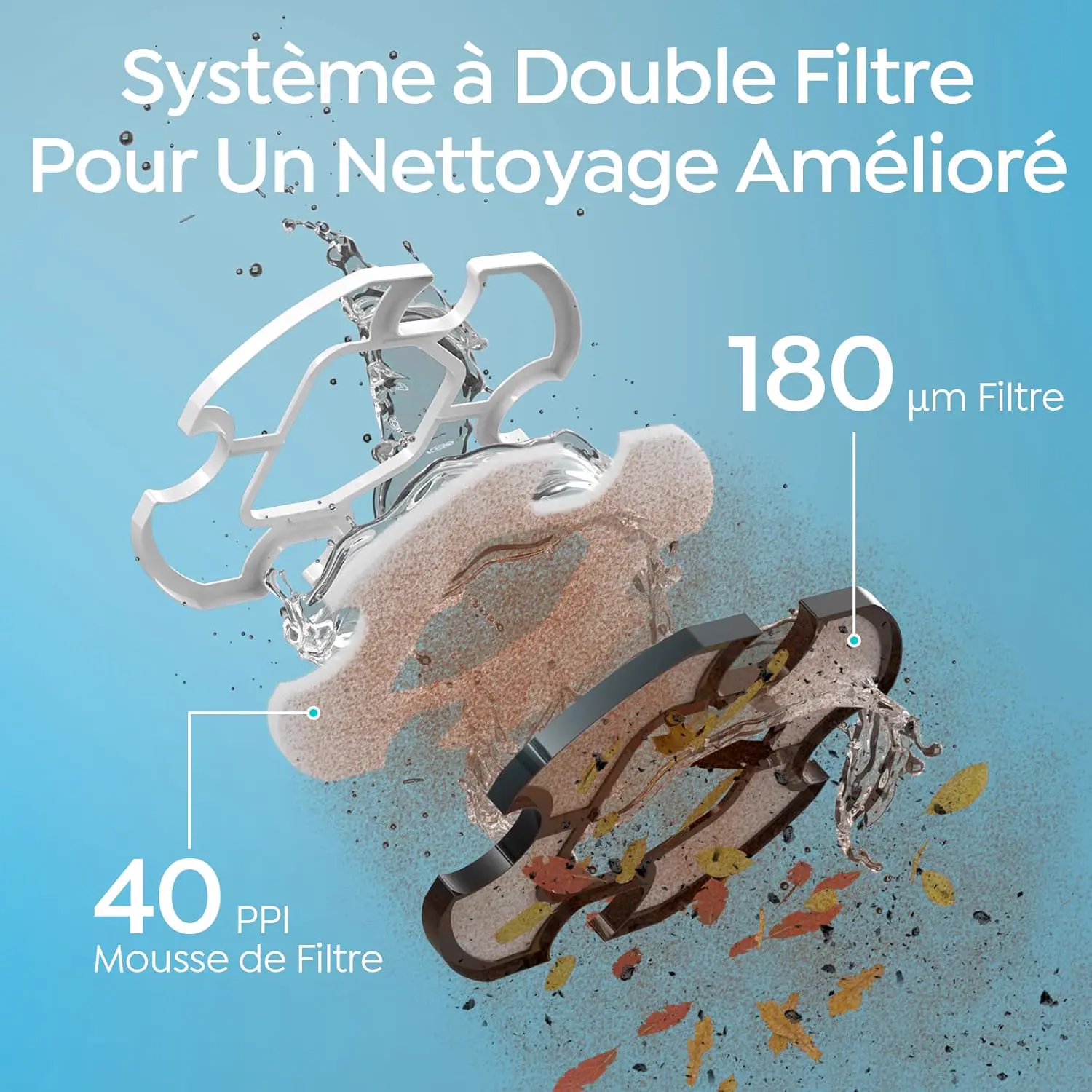 Robot piscine sable 85 m² vue 2