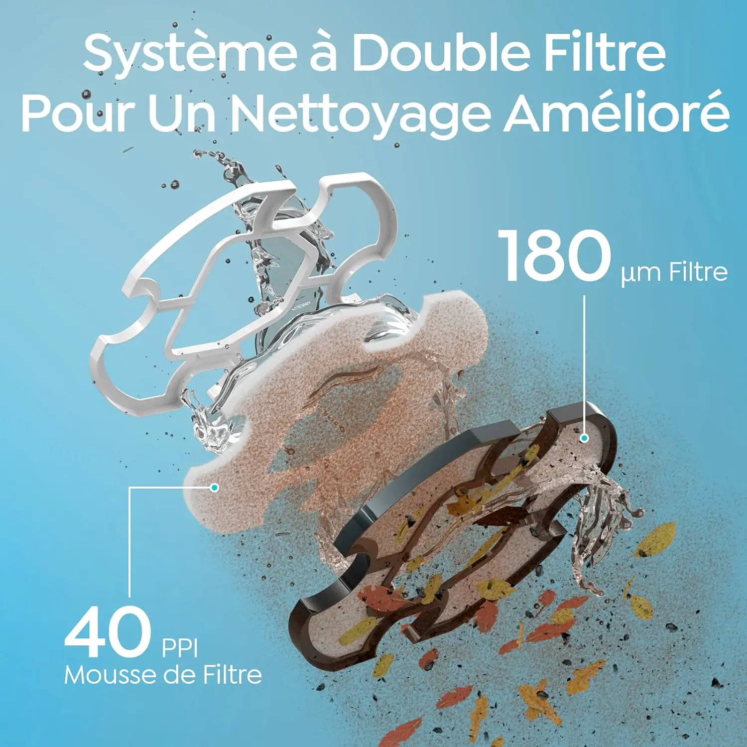 Robot piscine gris 85 m² vue 3