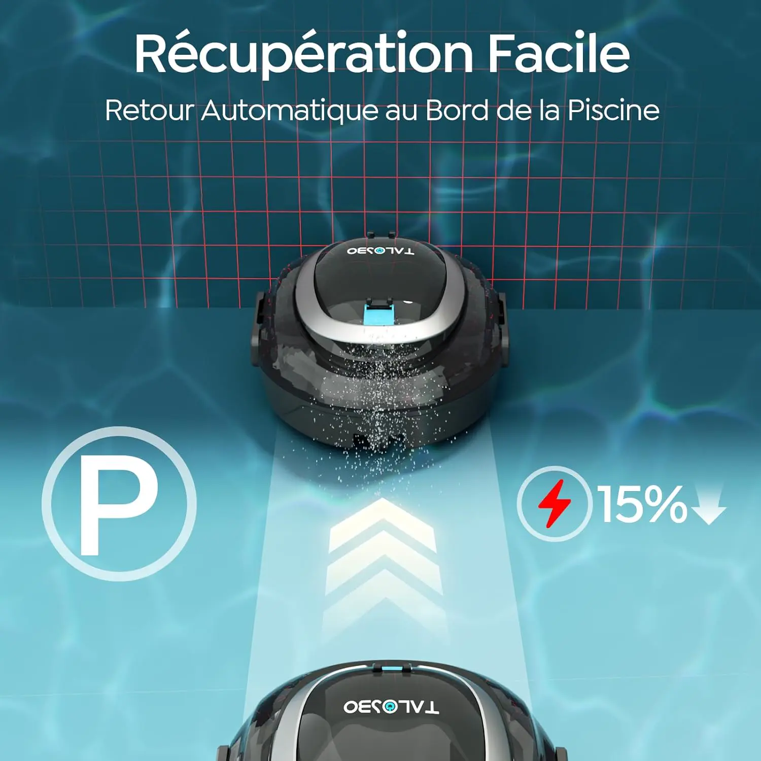 Robot piscine gris 85 m² vue 5
