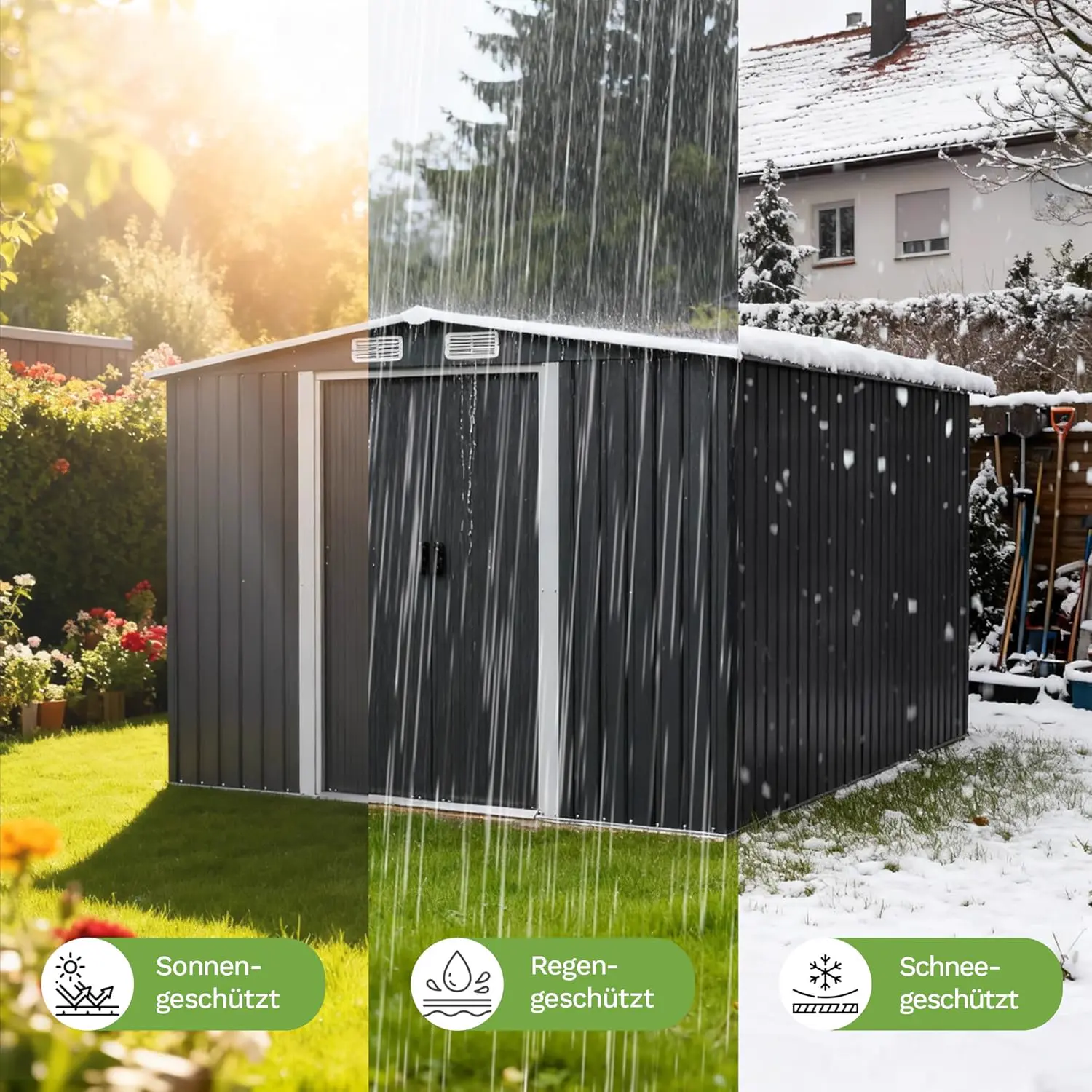 Abri de jardin en métal en acier anthracite 301 x 178 cm vue 6