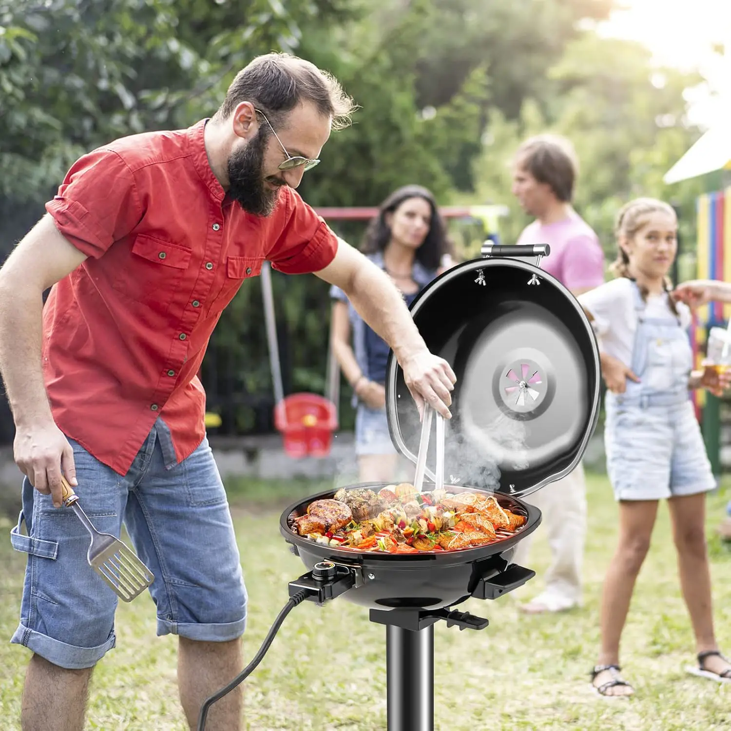 Barbecue électrique 10 places en métal noir 44 x 52 vue 2