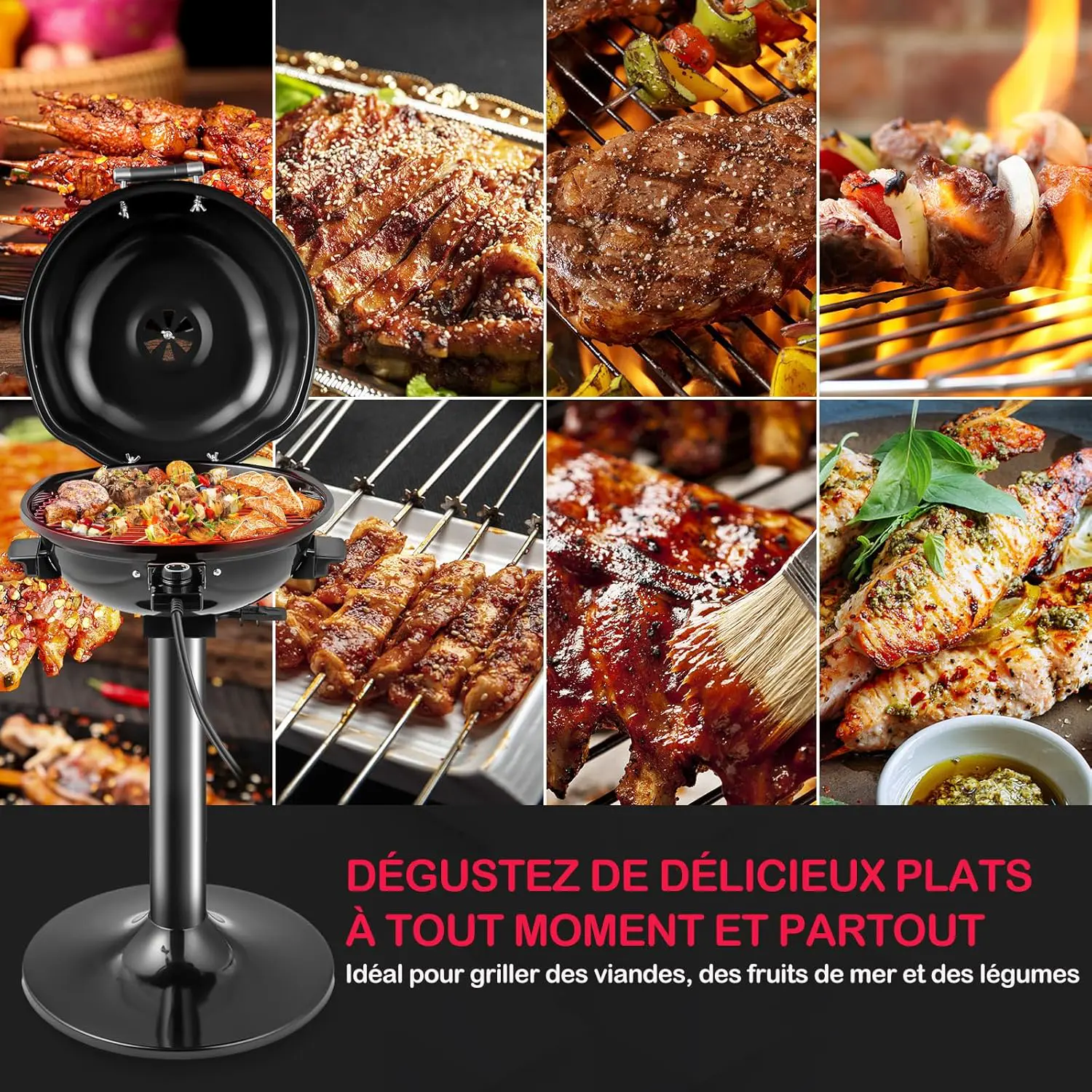 Barbecue électrique 10 places en métal noir 44 x 52 vue 7