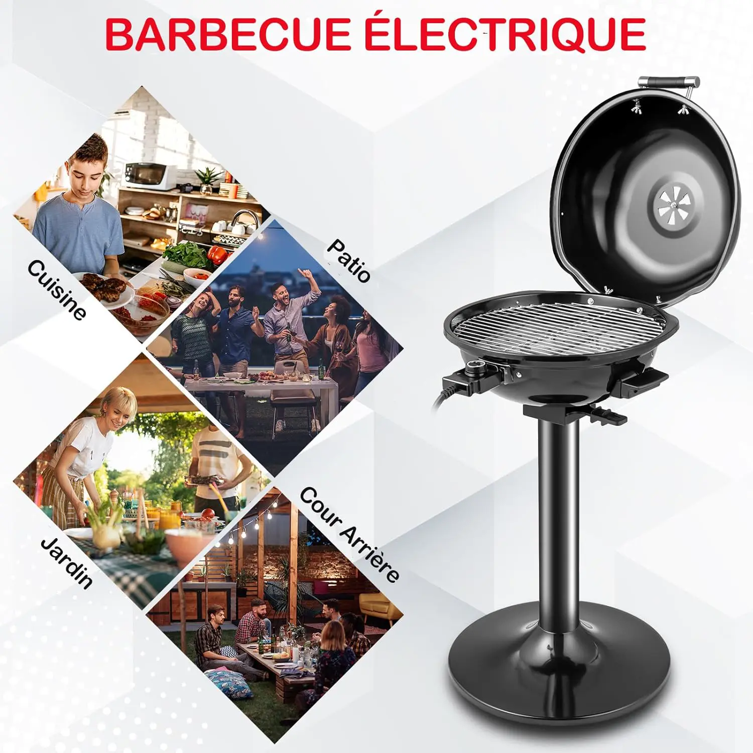 Barbecue électrique 10 places en métal noir 44 x 52 vue 8