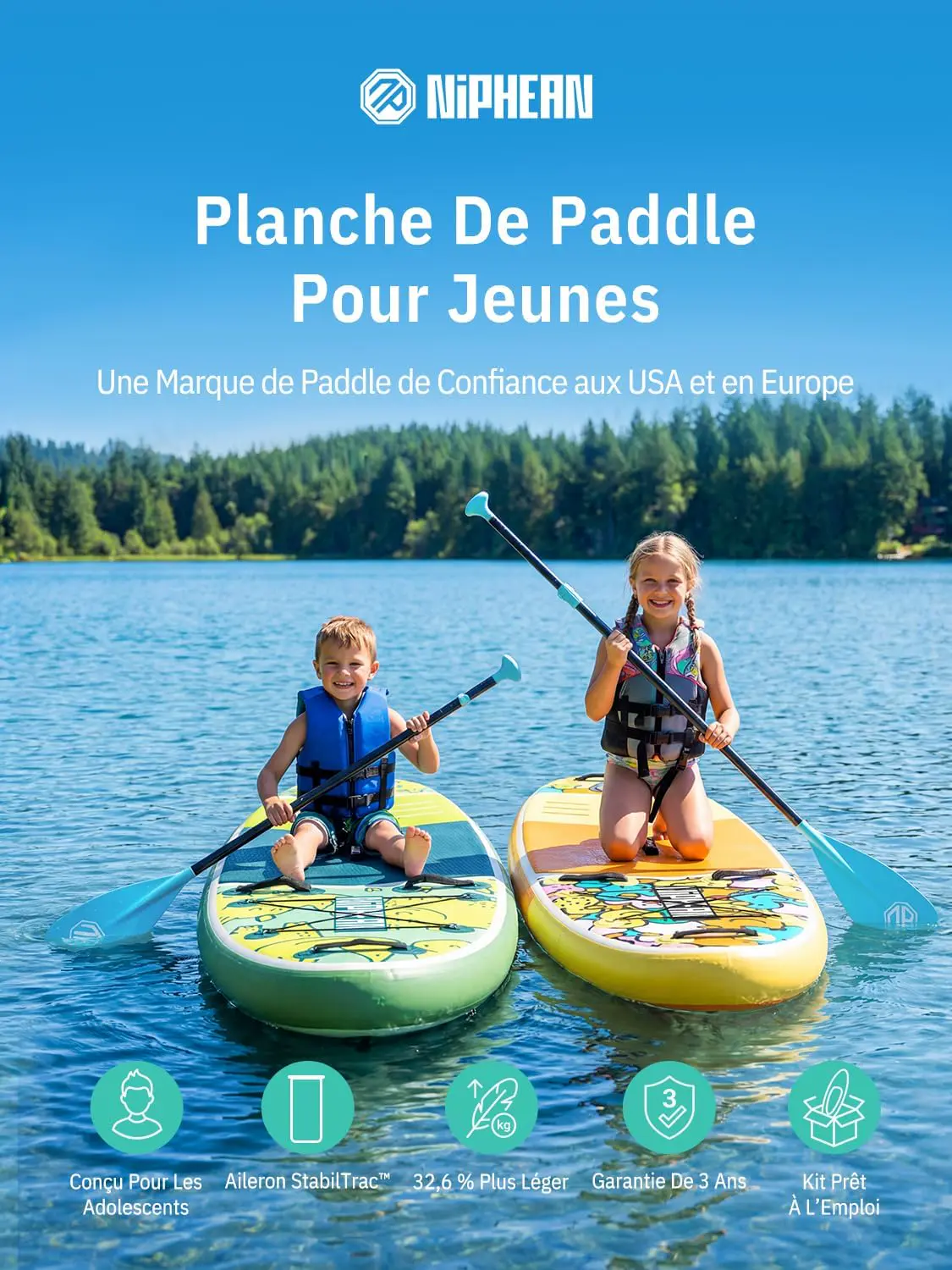 Paddle gonflable 2 places 83X15cm vue 2
