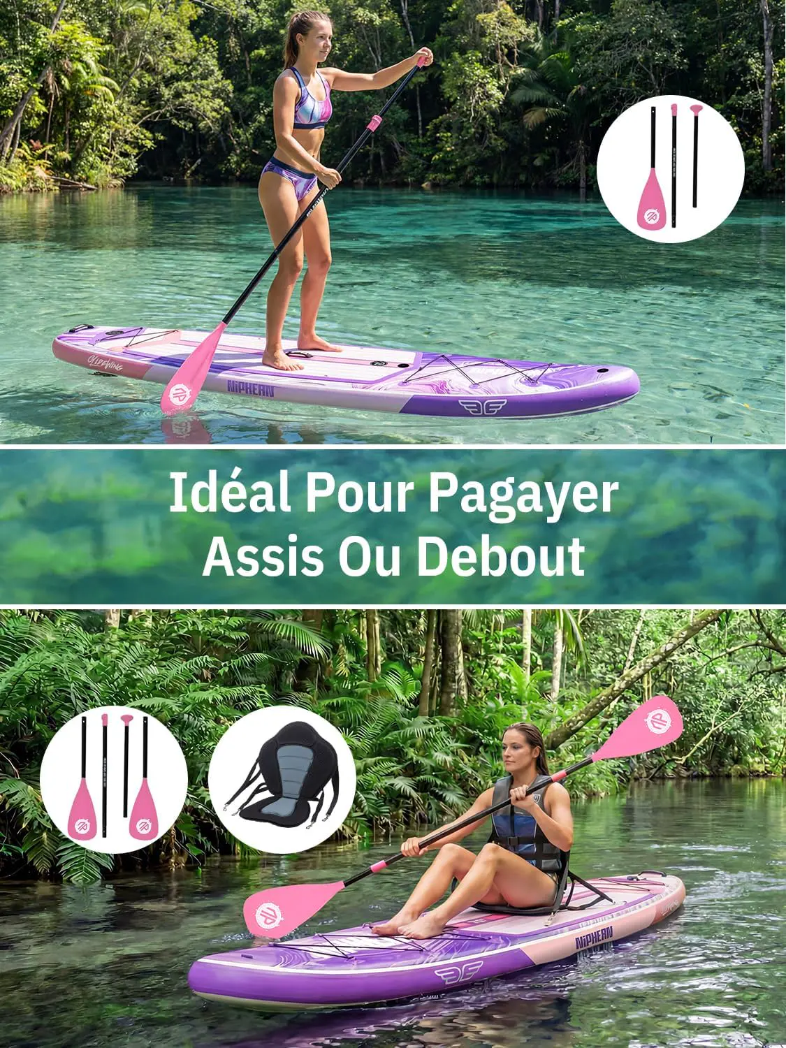 Paddle gonflable 2 places 83X15cm vue 7