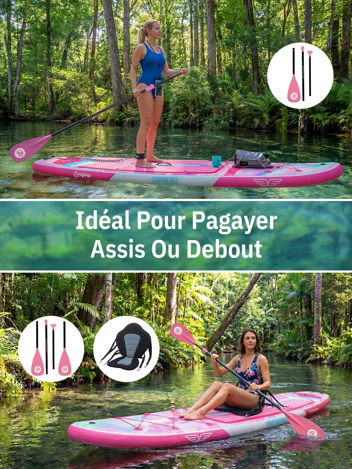 Paddle gonflable 2 places 83X15cm vue 7