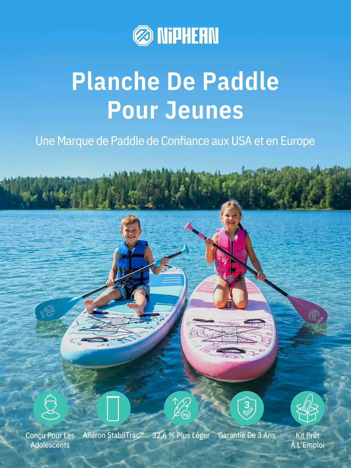 Paddle gonflable 2 places 83X15cm vue 2