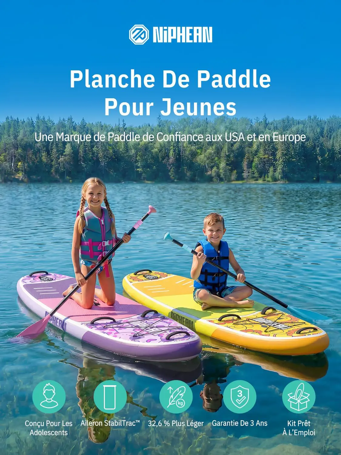 Paddle gonflable 2 places 83X15cm vue 2
