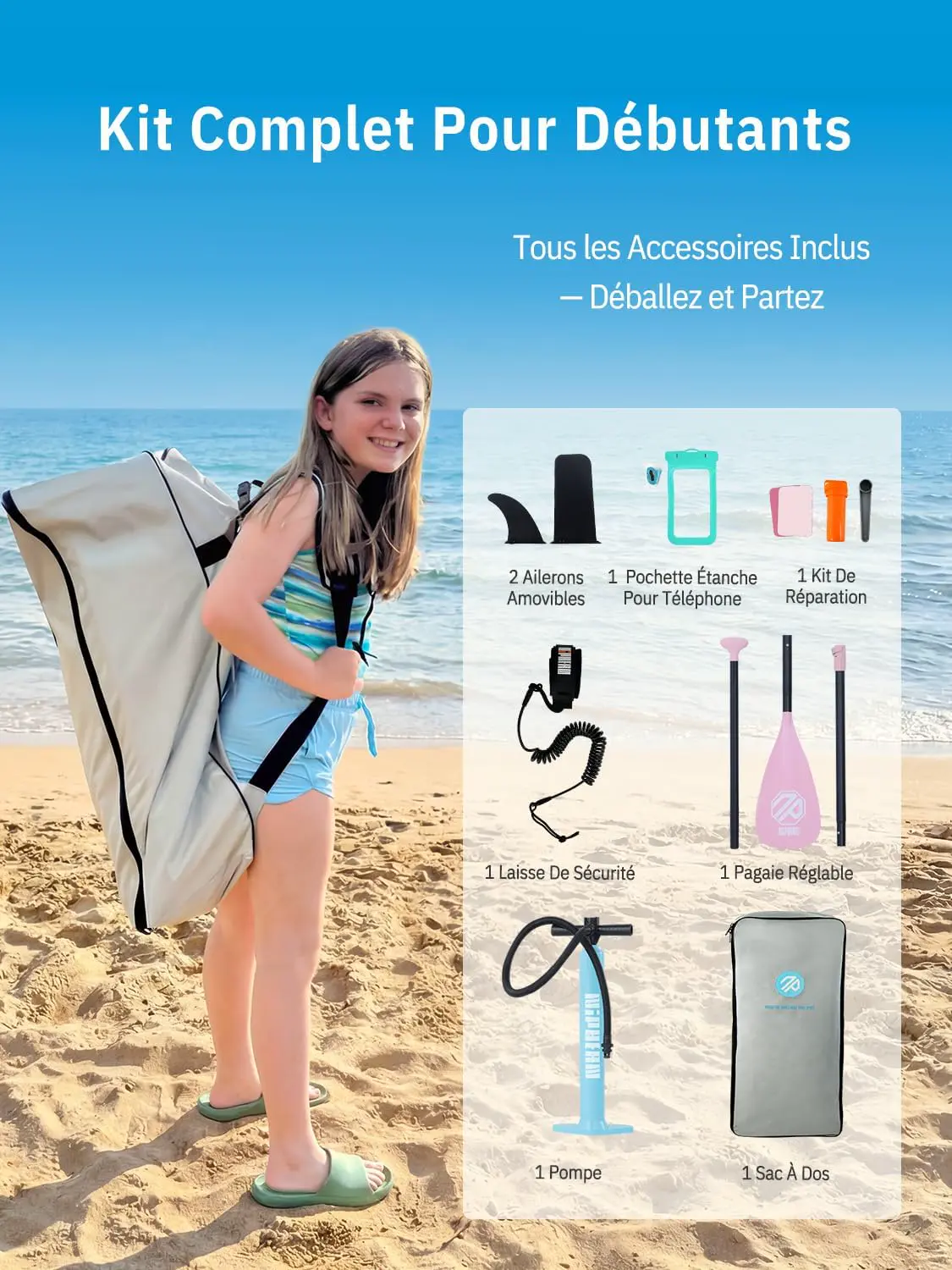 Paddle gonflable Niphean Paddle Gonflable Adulte avec Tous Les… vue 6