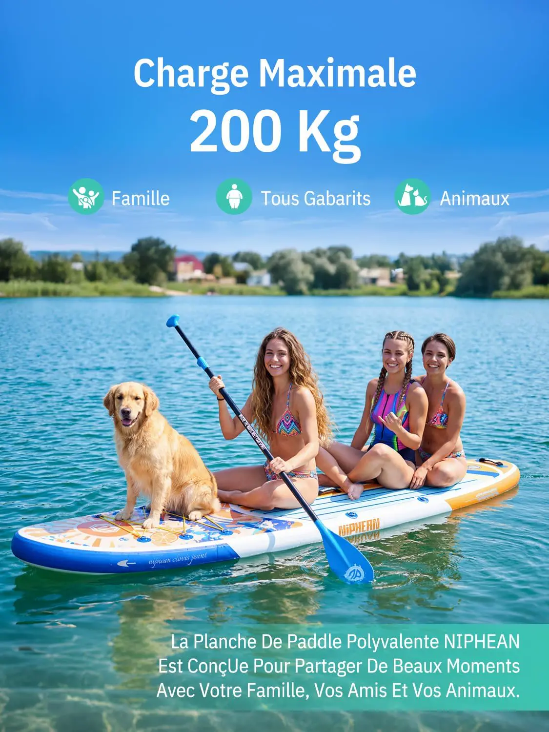 Paddle gonflable beige vue 3