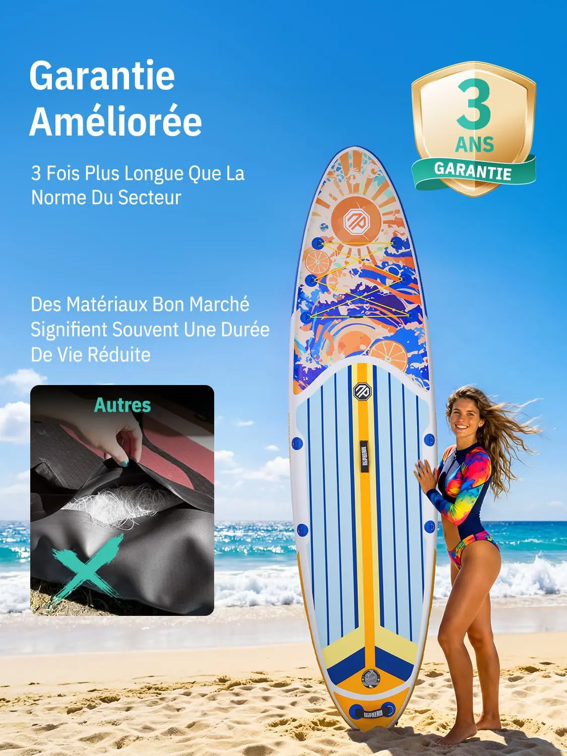 Paddle gonflable beige vue 4
