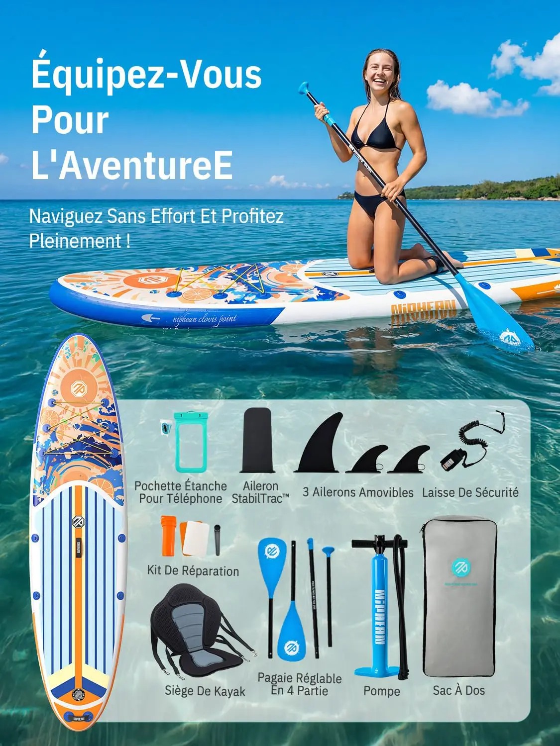 Paddle gonflable beige vue 8