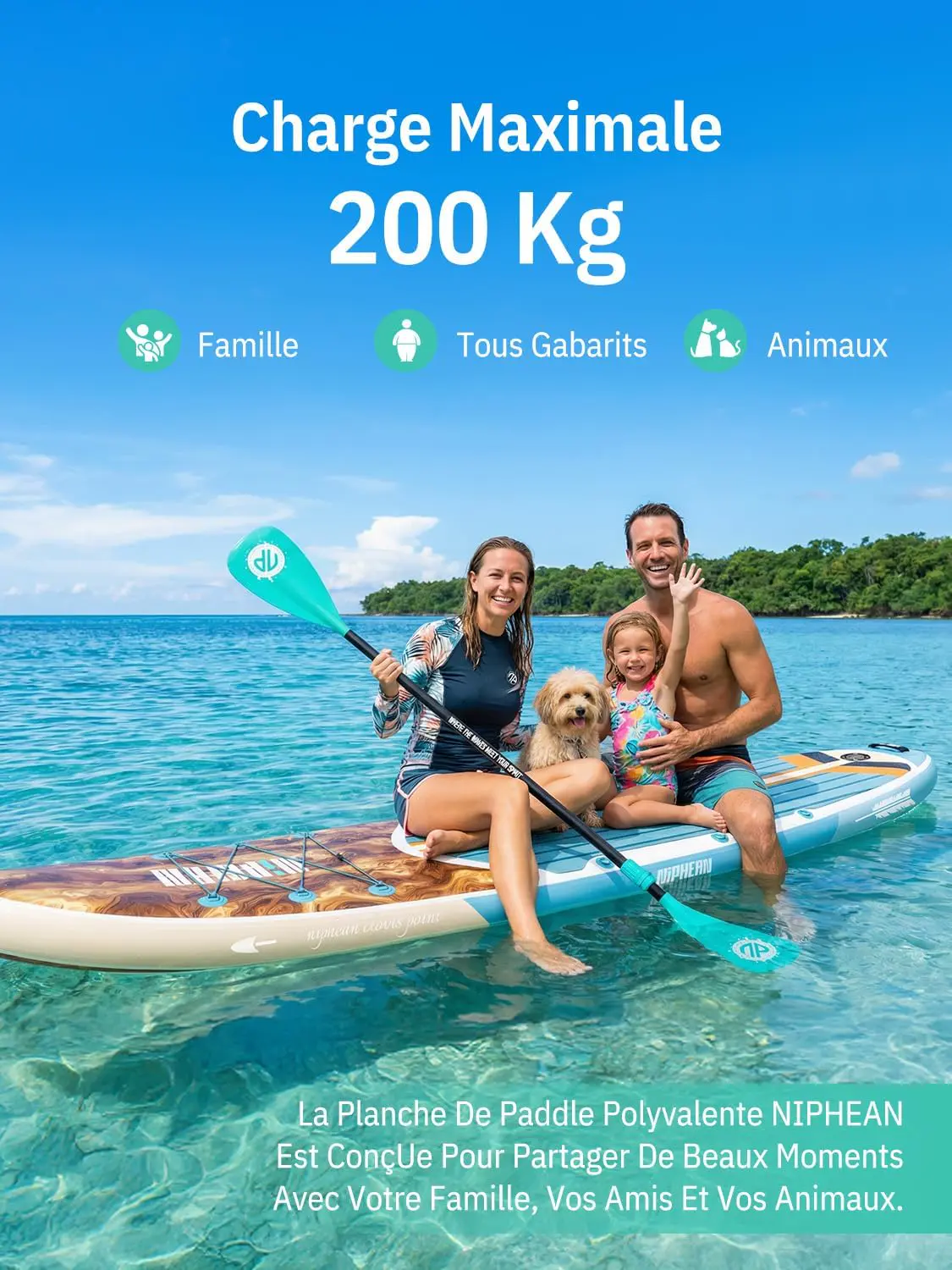 Paddle gonflable bleu vue 3