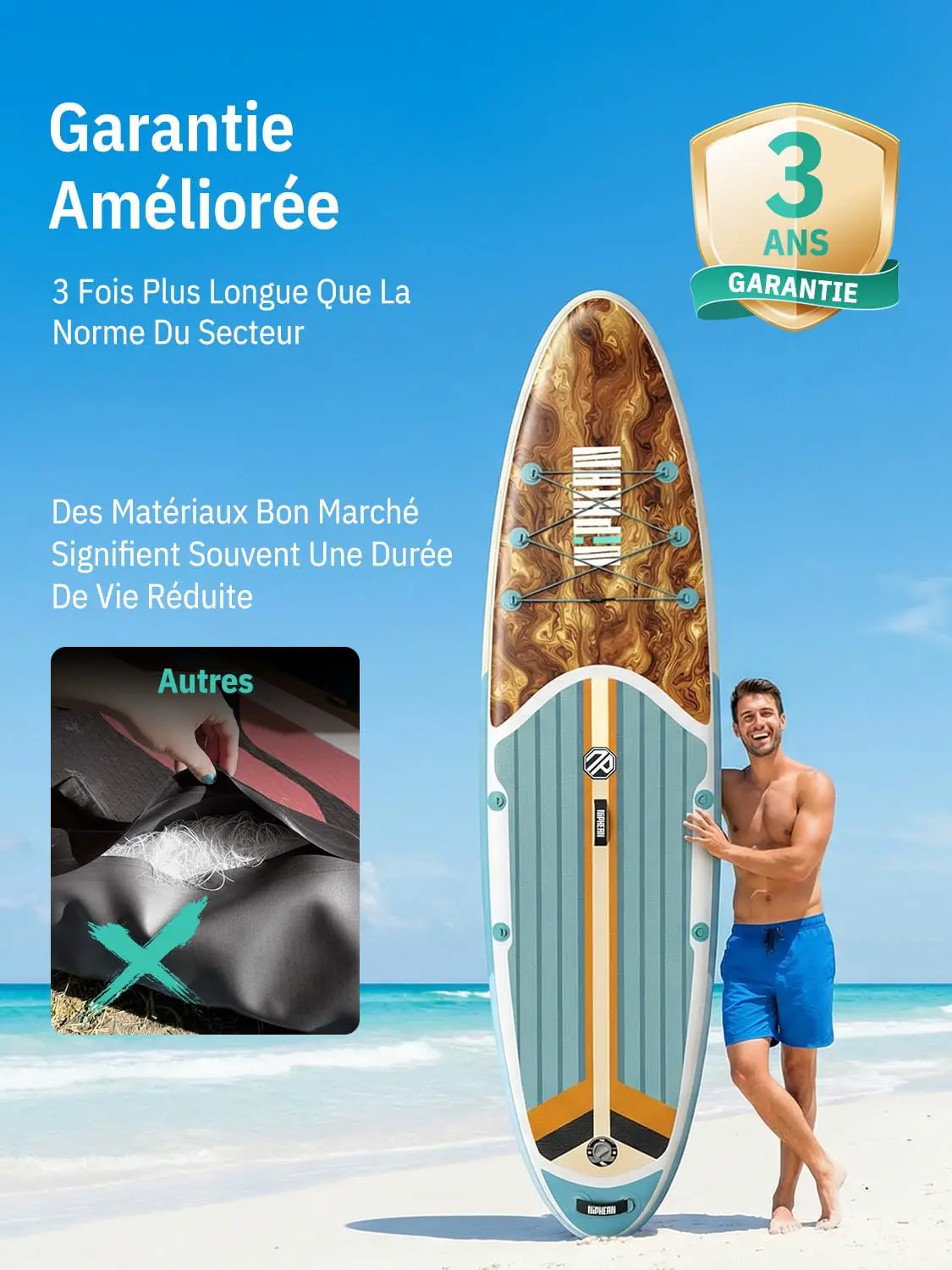Paddle gonflable bleu vue 4