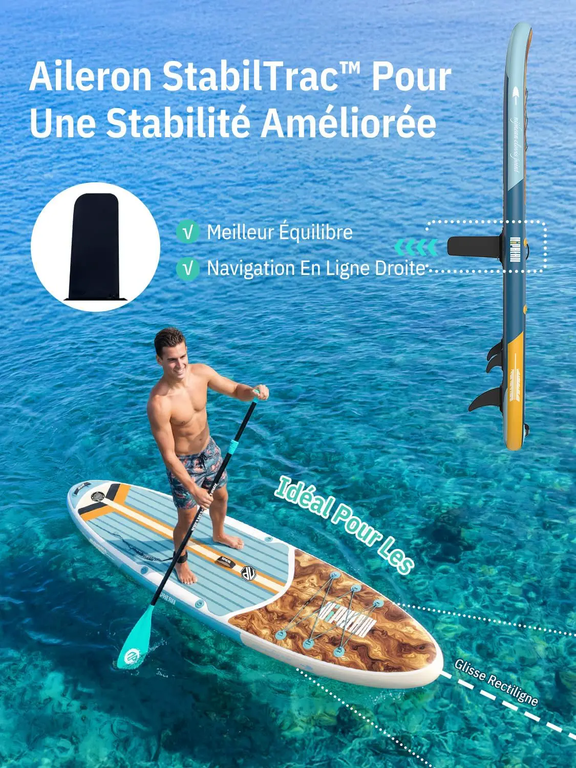 Paddle gonflable bleu vue 5