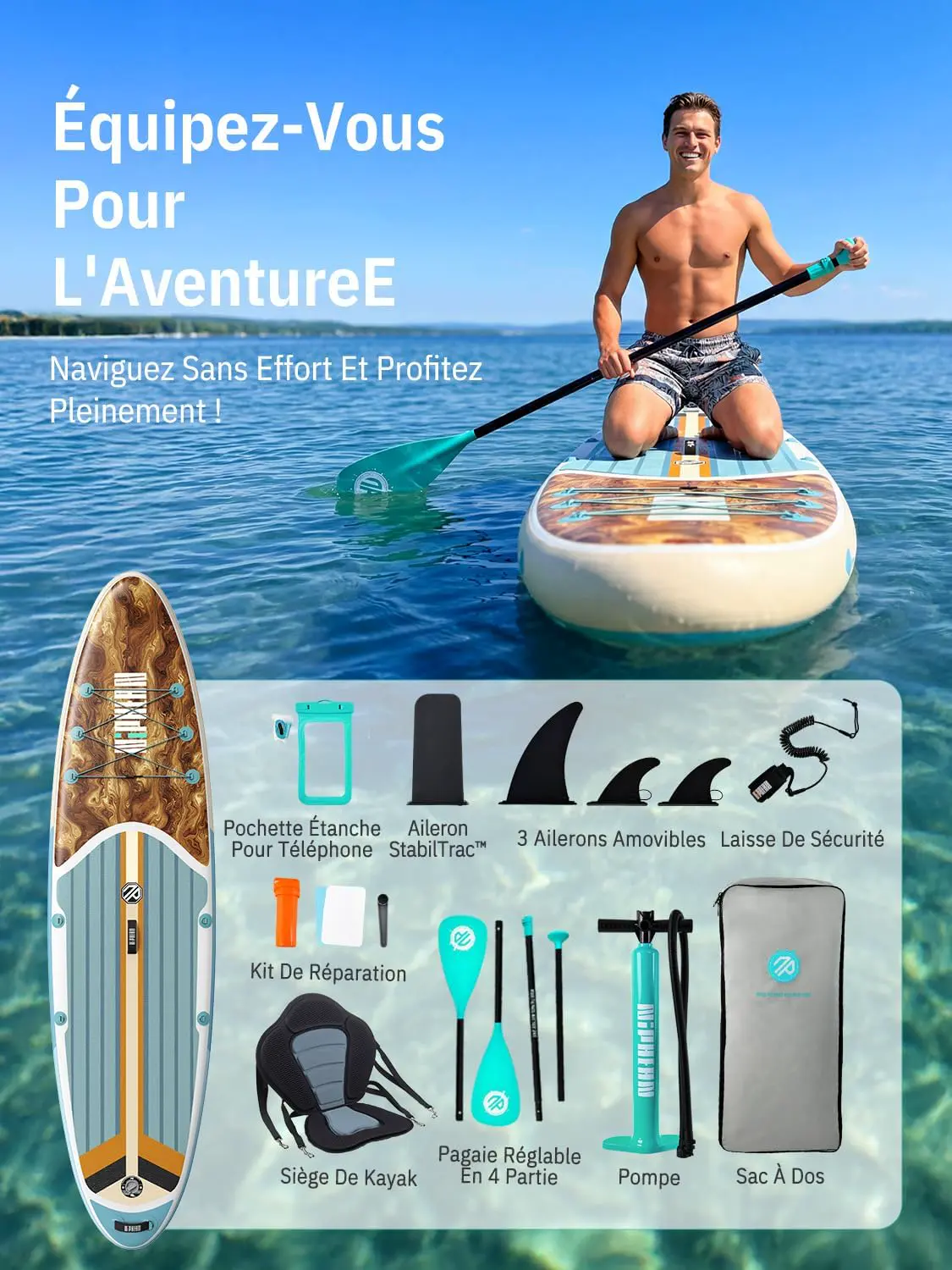 Paddle gonflable bleu vue 8