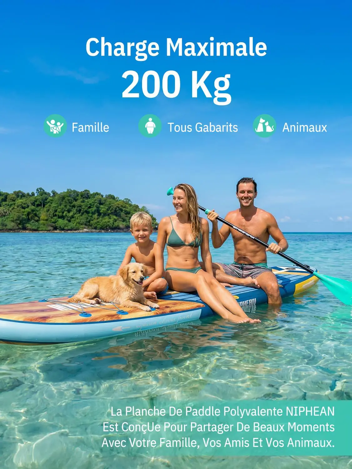 Paddle gonflable vert vue 3
