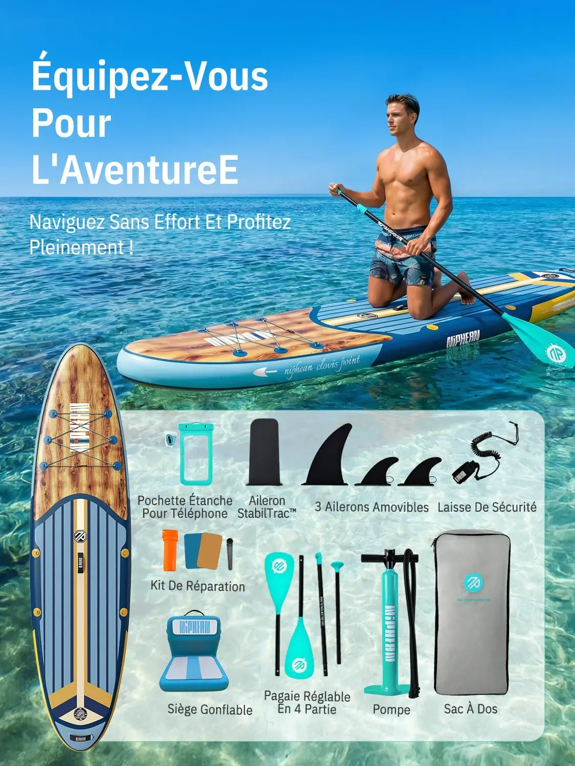 Paddle gonflable vert vue 8