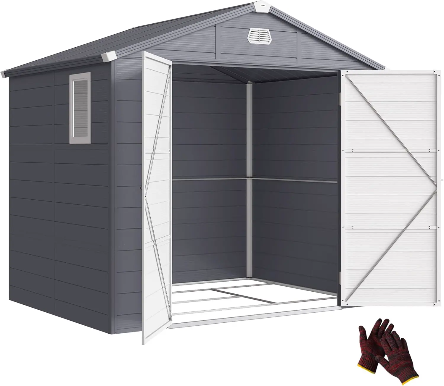 Outsunny Abri de jardin en résine 4,6 m² avec kit de fondation