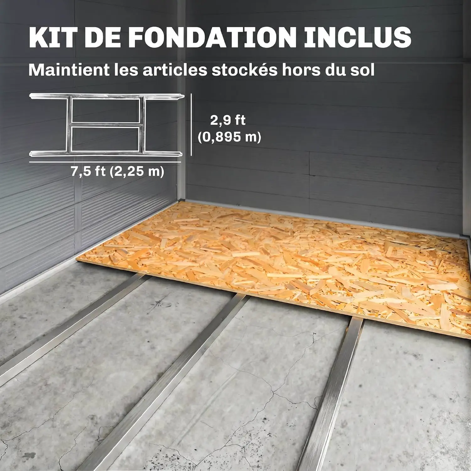 Abri de jardin en résine en aluminium gris 4,6 m² vue 5