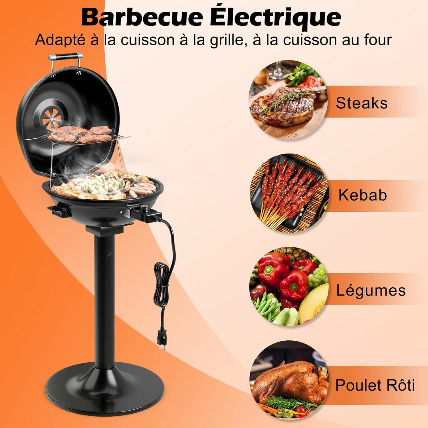 Barbecue électrique 10 places en acier 44 x 52 vue 8