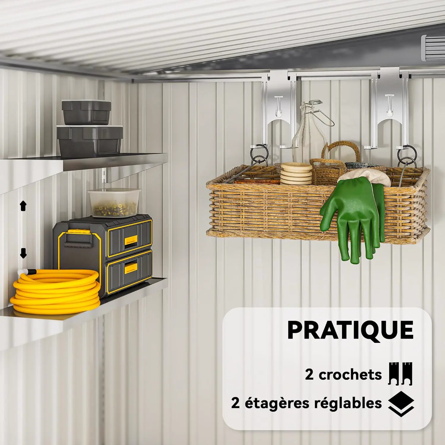 Abri de jardin en métal en acier gris 2,81 m² vue 4
