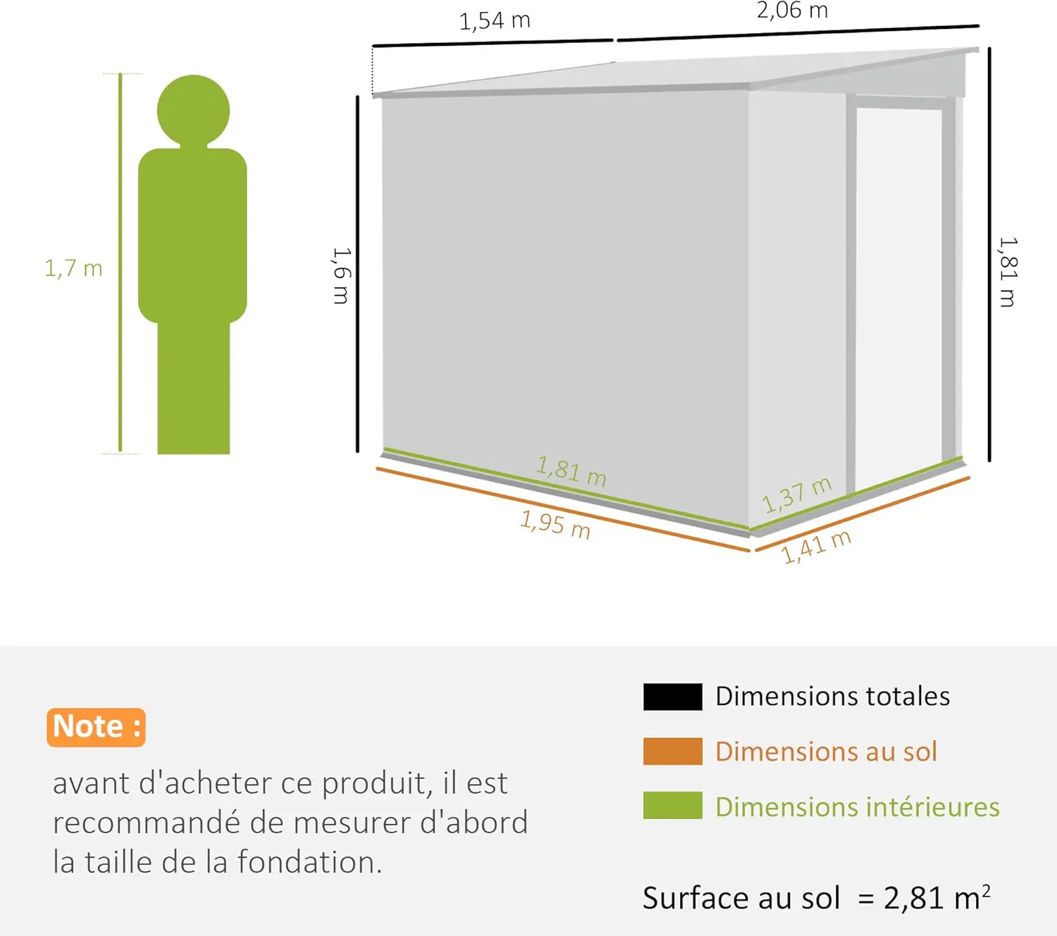 Abri de jardin en métal en acier gris 2,81 m² vue 7