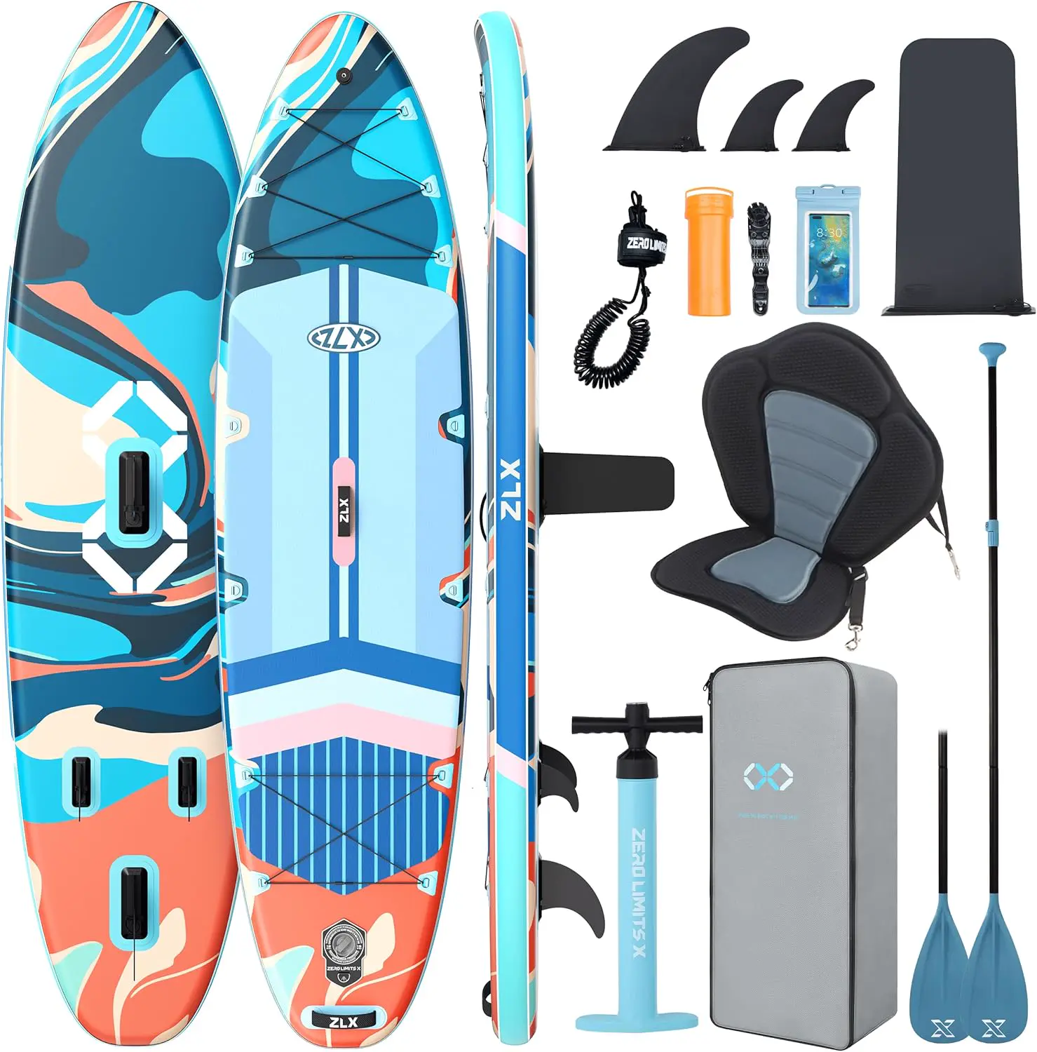 ZLX Paddle Gonflable 350 x 89 cm Extra Large Sup | Planche Stable