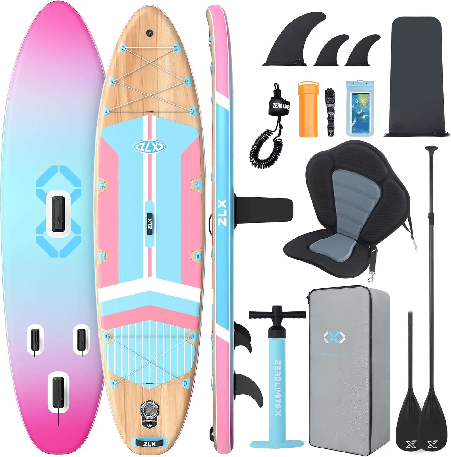 ZLX Paddle Gonflable 350 x 89 cm Extra Large Sup | Planche Stable