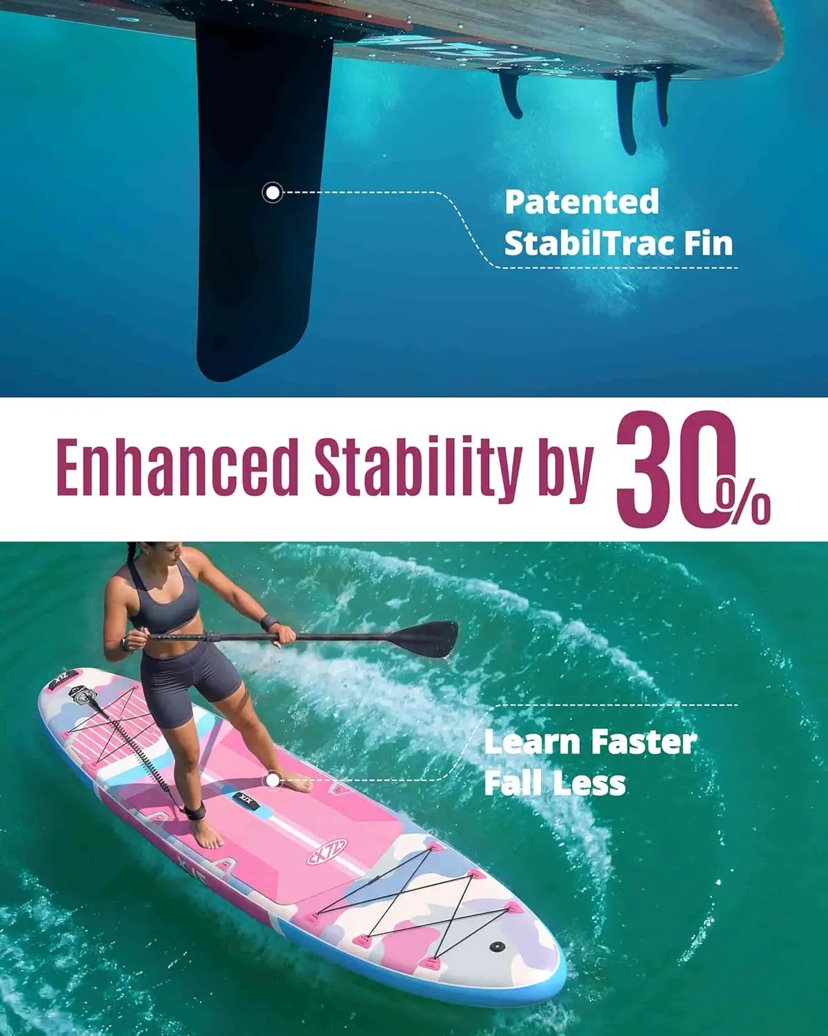 Paddle gonflable rose 350 x 89 cm vue 3